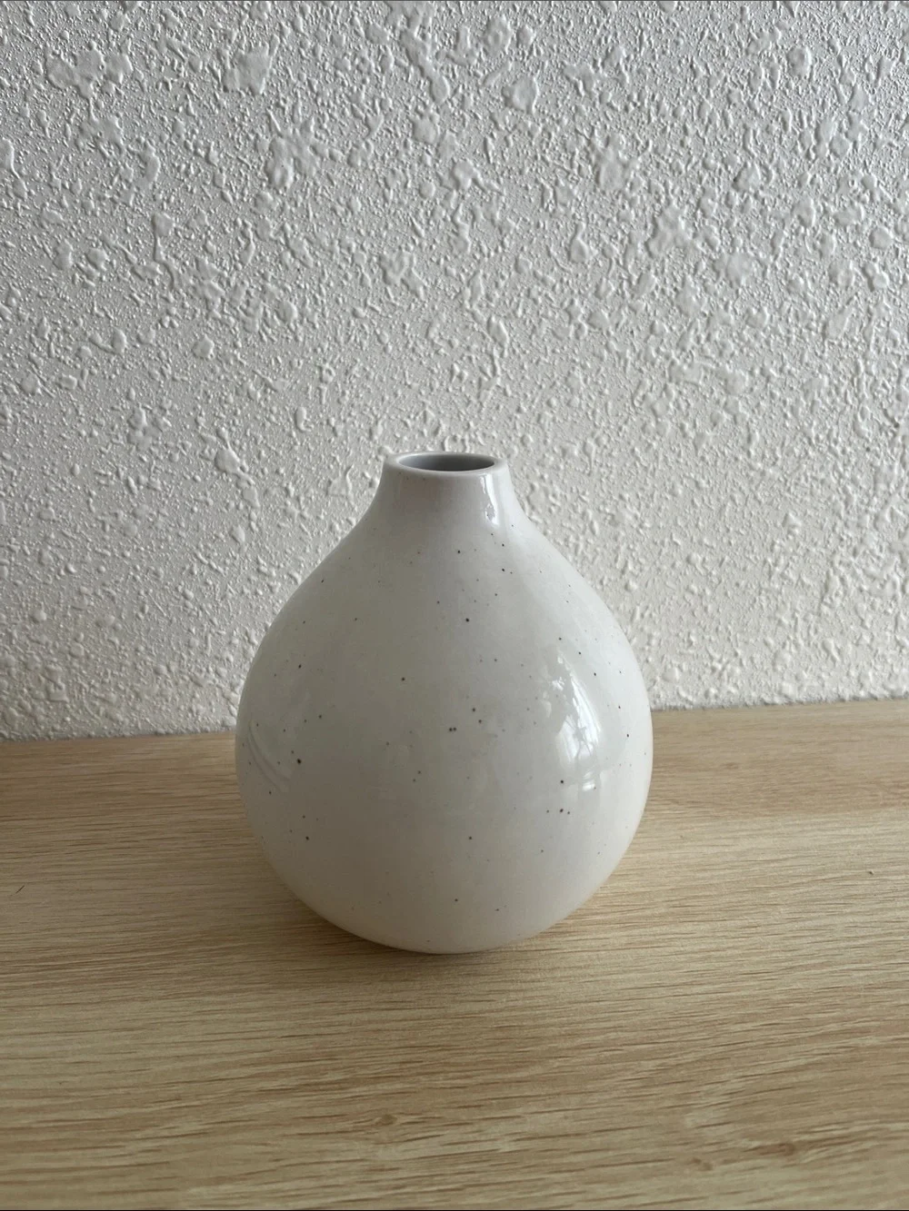 Small Ikea White Speckled Ceramic Vase
